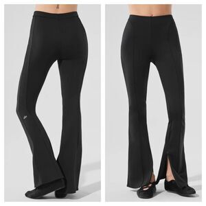 ALO Yoga High Waist 7/8 Zip It Flare Leggings Womens Small Black Zip Hem Stretch
